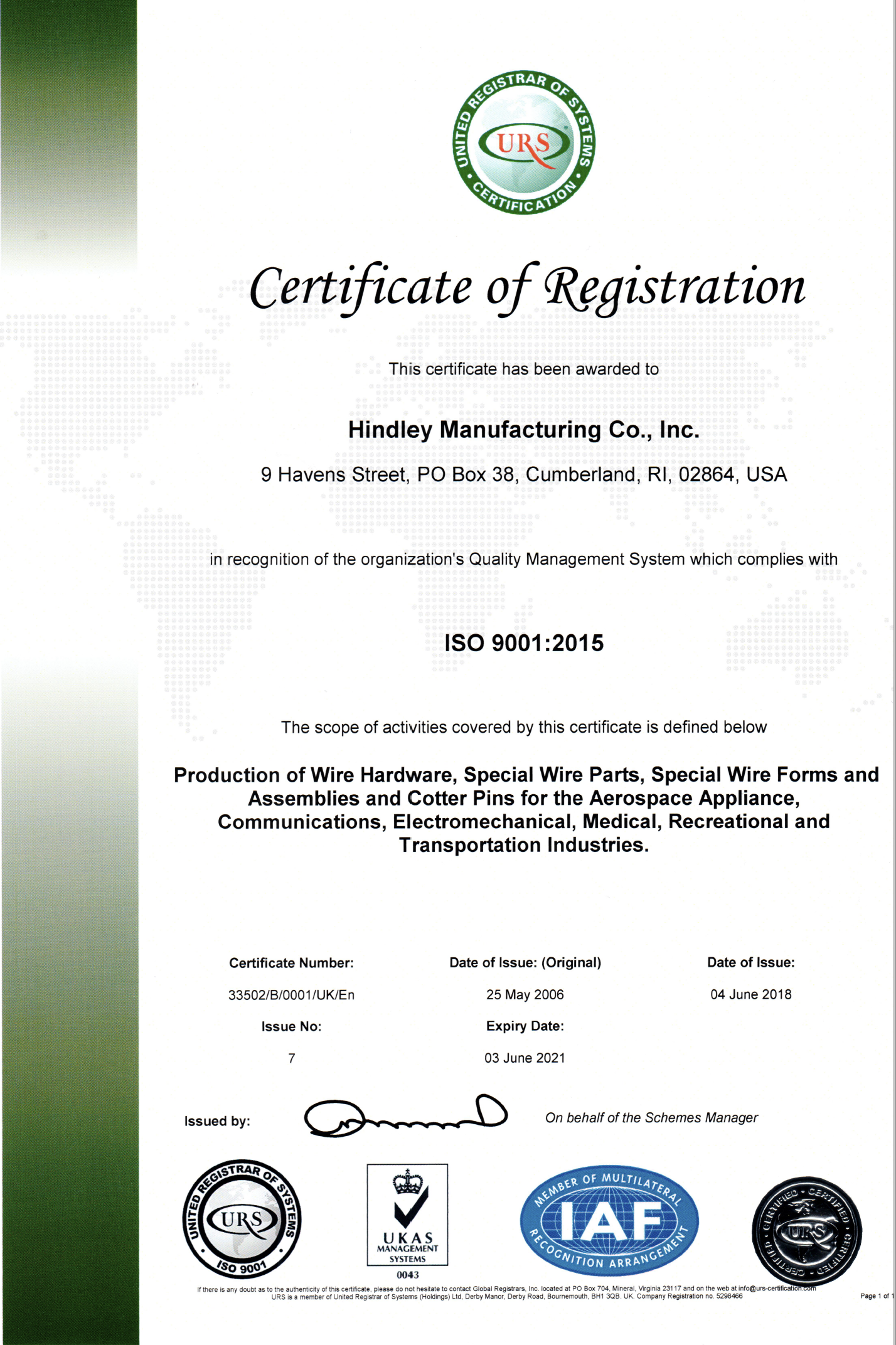 iso certificate
